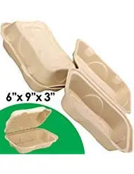 Eco-Friendly Kraft Paper Takeout Containers, Clamshell Hinged Lid, 6x9x3 Inches, 25-Pack