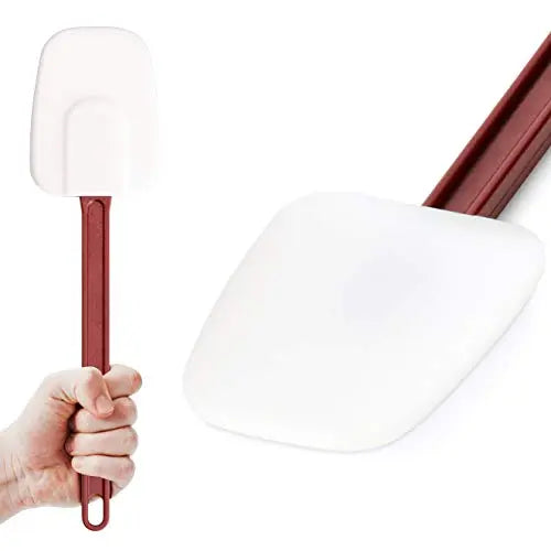 14-Inch Flat Silicone Spatula in Red & White - 1 Pack, Durable and Flexible for Baking and Cooking