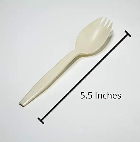 5.5" Medium Ivory White Eco-Friendly Plant-Based Sporks | Durable, Recyclable, BPA-Free