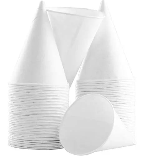 4.5oz Compostable White Paper Cone Cups - Ideal for Shaved Ice, Crafts, and Disposable Funnels