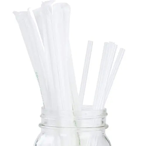 Compostable Clear Plastic Straws - 7.75 Inches, 200 Pack - Biodegradable, Non-Toxic, and Petroleum-Free