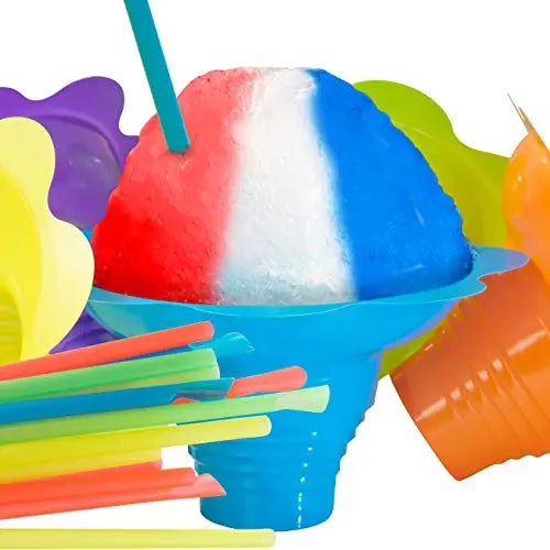Ice Cream Cups - Bulk Packs (10/25/50/100) - Blue, Orange, Yellow, Green & Purple - Leakproof - Durable - 4oz
