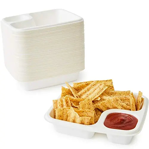 Eco-Friendly Compostable Nacho Trays, Leak-Proof and Microwave Safe, 6.5 x 7.5 Inch - Packs of 50, 100, 300
