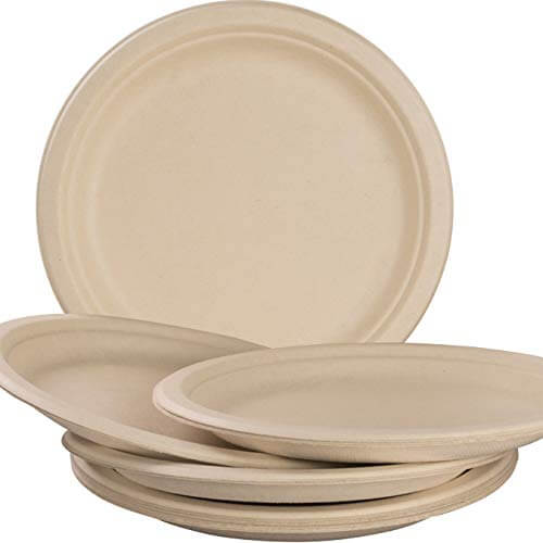 Biodegradable, Eco-Friendly Plates - 10" - Pack of 25, Kraft Brown