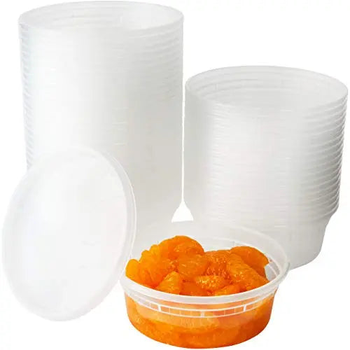 Heavy-Duty Clear Deli Containers with Lids - 8, 12, 16, 24 & 32 Oz Sizes - Microwave & Freezer Safe