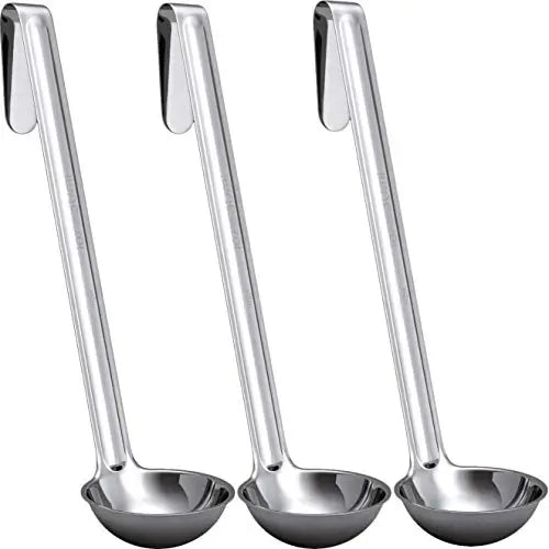 Super Sturdy Ergonomic Soup Ladles | Stainless Steel with Long Handle | Ideal for Stirring, Portioning, and Serving Soups, Chili, and Stew