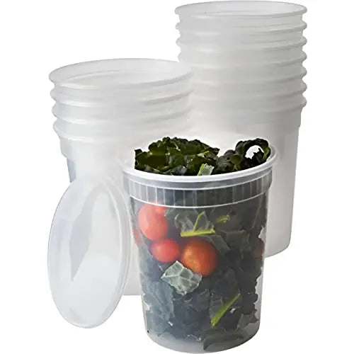 Heavy-Duty Clear Deli Containers with Lids - 8, 12, 16, 24 & 32 Oz Sizes - Microwave & Freezer Safe