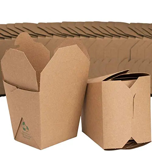 16oz Brown Chinese Takeout Boxes - Pack of 50 - Microwave Safe, Leak Resistant, Multipurpose