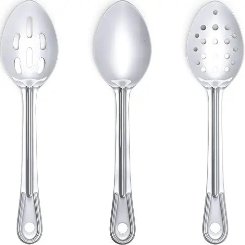 11-inch Stainless Steel Serving Spoon Set, Slotted and Perforated, Professional Grade