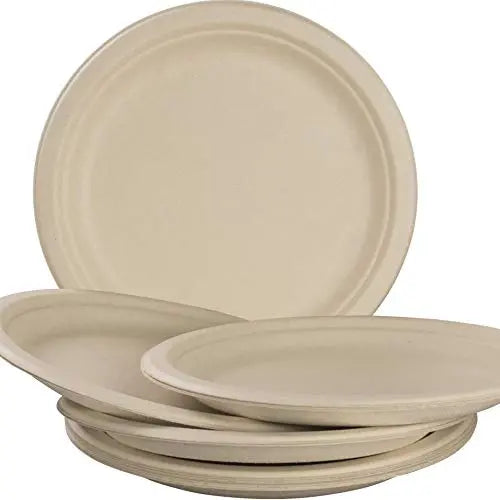 9-inch Biodegradable Plates | Kraft Brown | 25 Pack | Microwavable and Heat-Resistant