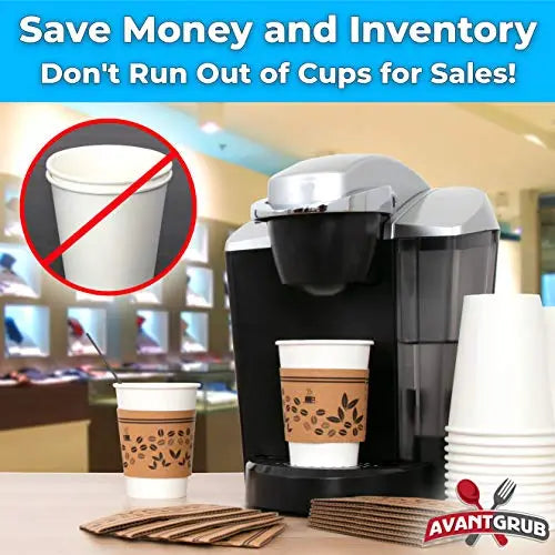 Eco-Friendly Unbleached Coffee Cup Sleeves | Fits 10-20oz Cups | Biodegradable & Recyclable