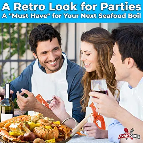 Extra Large Lobster Bibs - 25-Pack - Heavy Duty, Disposable, and Ideal for Seafood Parties