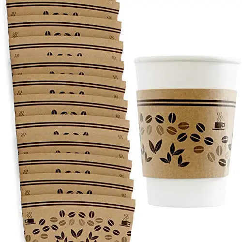 Eco-Friendly Unbleached Coffee Cup Sleeves | Fits 10-20oz Cups | Biodegradable & Recyclable