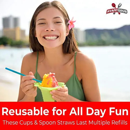 Ice Cream Cups - Bulk Packs (10/25/50/100) - Blue, Orange, Yellow, Green & Purple - Leakproof - Durable - 4oz