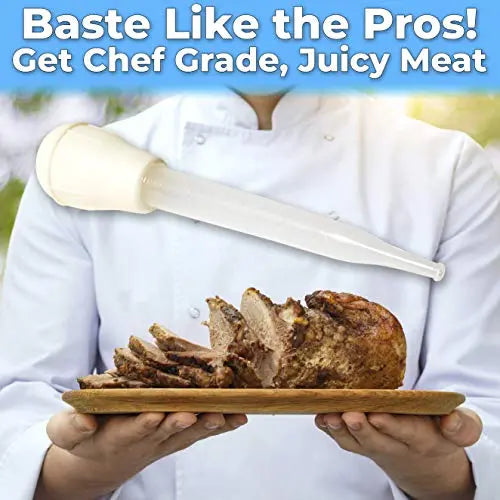 11-Inch Clear/White Turkey Basters, BPA Free, Food Safe, Heat Resistant Up To 450°F, Huge 1.5oz Capacity