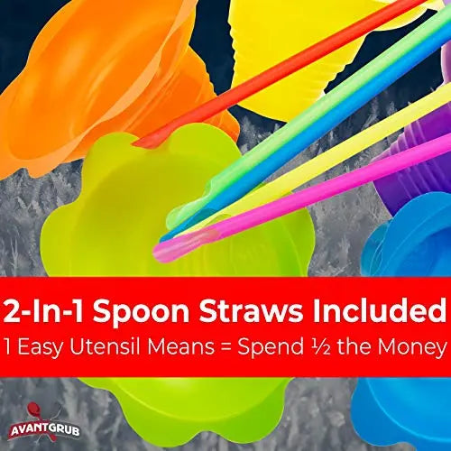 Ice Cream Cups - Bulk Packs (10/25/50/100) - Blue, Orange, Yellow, Green & Purple - Leakproof - Durable - 4oz