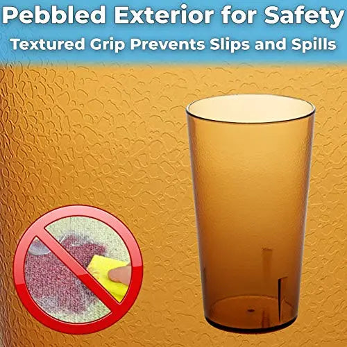12 oz. Red Pebbled Plastic Tumblers, Set of 6 - Super Durable & Stackable Drinkware