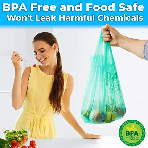 Eco-Friendly T-Shirt Bags in Natural Green - 22 Inch - 100 Pack