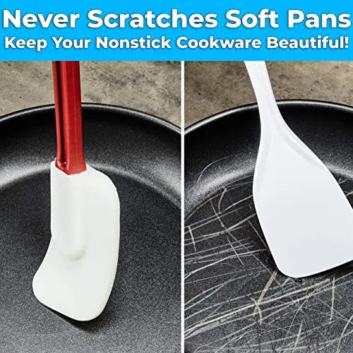 14-Inch Flat Silicone Spatula in Red & White - 1 Pack, Durable and Flexible for Baking and Cooking