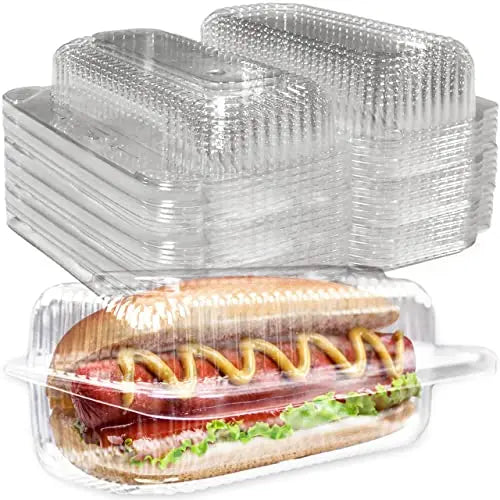 Clear 12 Oz Plastic Hot Dog Trays - Interlocking Design, Sturdy Construction