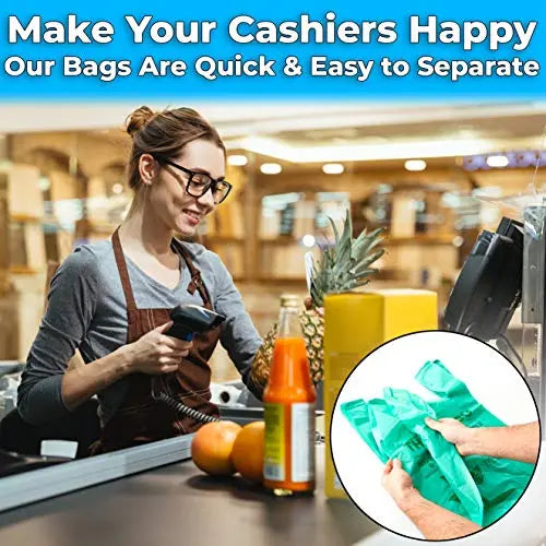 Eco-Friendly T-Shirt Bags in Natural Green - 22 Inch - 100 Pack