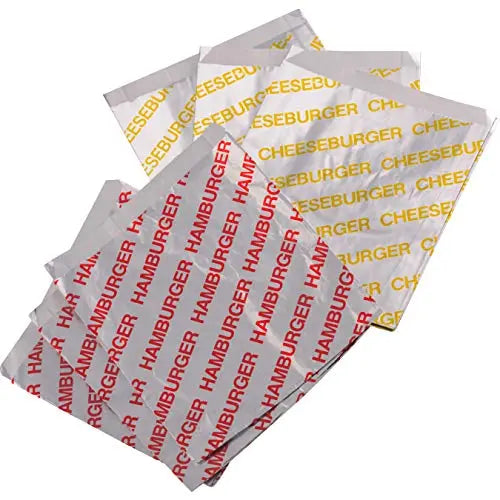 200 Pack - BPA-Free Foil Cheeseburger & Hamburger Wrappers, Leak-Proof, Wide-Mouth