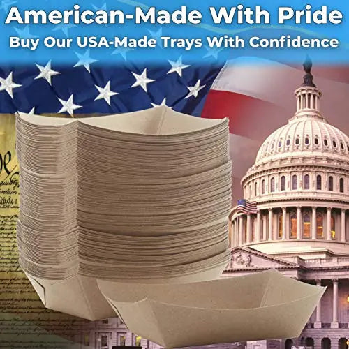 Large Kraft Paper Food Boats, 3 Lb Capacity, Biodegradable, 50 Pack