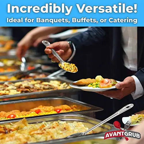 11-inch Stainless Steel Serving Spoon Set, Slotted and Perforated, Professional Grade