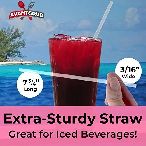 Clear/Opaque Cocktail Straws, 7.75" Length - 100, 250, 500 Packs - Perfect for Sipping Non-Frozen Beverages