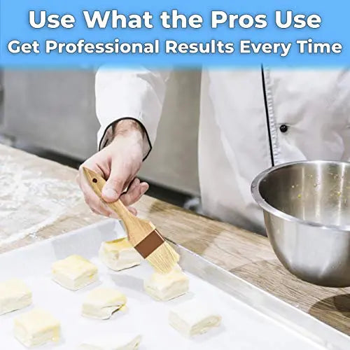 Boar Hair Pastry and Basting Brushes Set, 1-Inch, 2-Inch, and 4-Inch, Natural Wood Handles