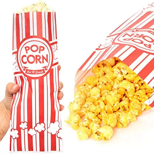 Leak-Resistant Red & White Popcorn Bags, 2oz Capacity