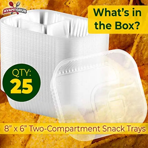 Large Clear Nacho Trays - 6"x8" - 25 Pack | Robust and Spillproof with High Lip