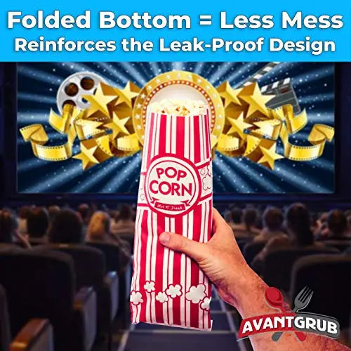 Leak-Resistant Red & White Popcorn Bags, 2oz Capacity