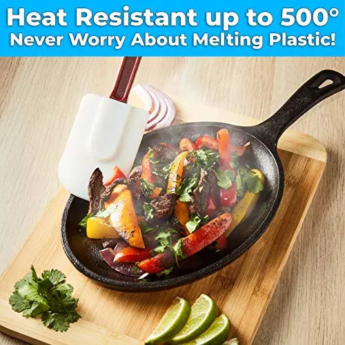 14-Inch Flat Silicone Spatula in Red & White - 1 Pack, Durable and Flexible for Baking and Cooking