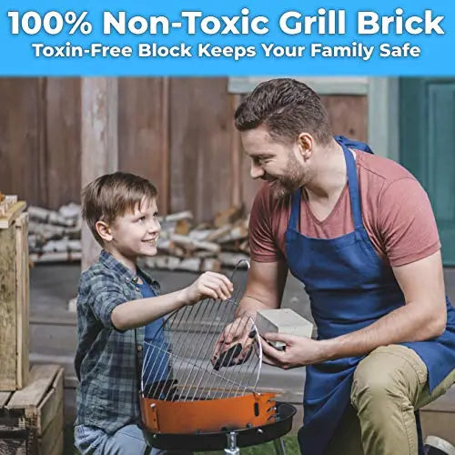 Non-Toxic Chemical-Free Grey Grill Brick 4-Pack | Reusable BBQ Cleaning Blocks for Flattops, Grills, and Smokers