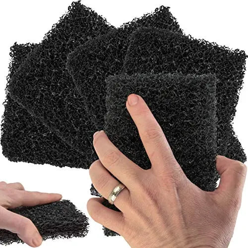 Heavy-Duty Black Scour Pad - Quick Cleaning - 4x6 Inch - 5 Pack
