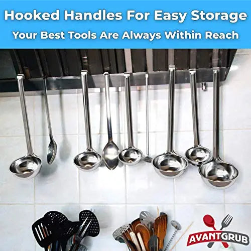 Super Sturdy Ergonomic Soup Ladles | Stainless Steel with Long Handle | Ideal for Stirring, Portioning, and Serving Soups, Chili, and Stew