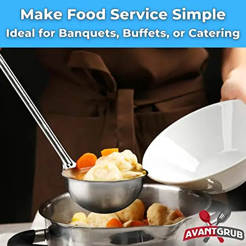 Super Sturdy Ergonomic Soup Ladles | Stainless Steel with Long Handle | Ideal for Stirring, Portioning, and Serving Soups, Chili, and Stew