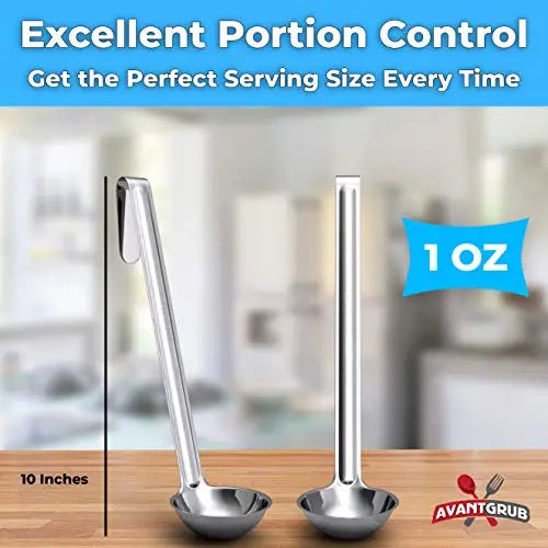 Super Sturdy Ergonomic Soup Ladles | Stainless Steel with Long Handle | Ideal for Stirring, Portioning, and Serving Soups, Chili, and Stew