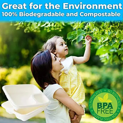 Eco-Friendly Compostable Nacho Trays, Leak-Proof and Microwave Safe, 6.5 x 7.5 Inch - Packs of 50, 100, 300