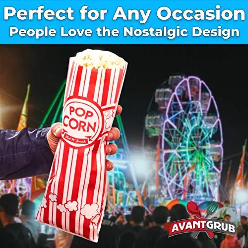 Leak-Resistant Red & White Popcorn Bags, 2oz Capacity