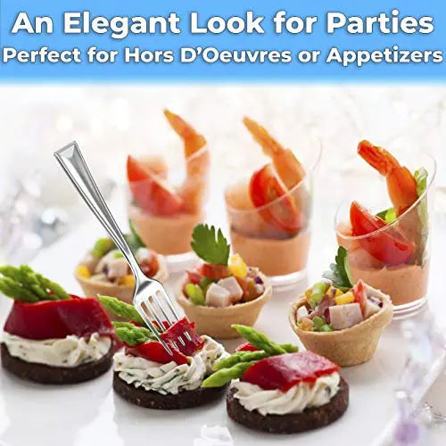 Silver Plastic Tasting Forks - 4 Inches - 400 Pack