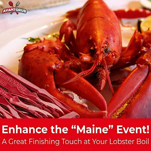 Seafood Mallet (Wooden), Cracker (Stainless Steel), Sheller Trio (Dark Red) Set - 7", 7.5", 5.75" for Perfect Seafood Dining Experience