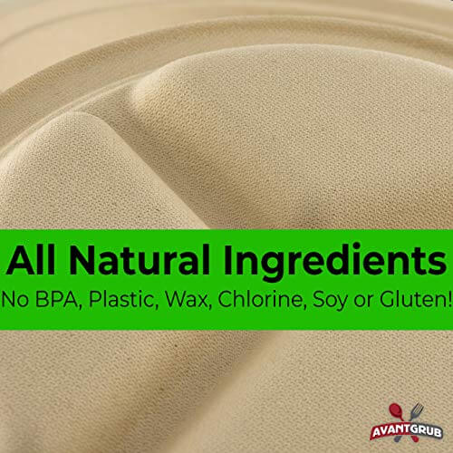 10-Inch Compostable Plates in Brown Kraft - 25 Pack, 3-Compartment, Biodegradable, Microwave Safe
