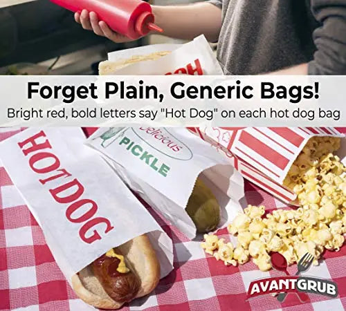 Eco-Friendly Paper Hot Dog Wrappers Sleeves, 9" x 3.5", White with Red Text