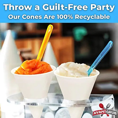 White Paper Cone Cups - Large - 100 Cone Cups