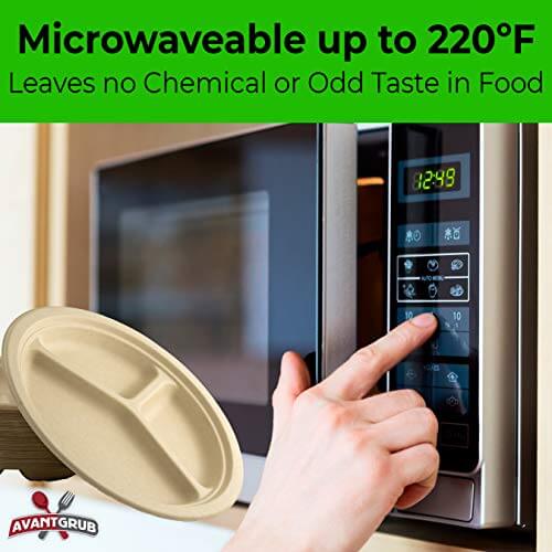 10-Inch Compostable Plates in Brown Kraft - 25 Pack, 3-Compartment, Biodegradable, Microwave Safe