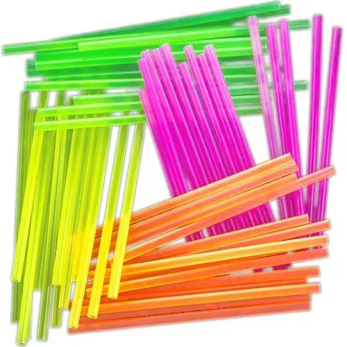 Neon Drinking Straws, 300 Pack, 7.75 inch, 1/4 inch Wide, Bright Colors, Individually Wrapped, BPA-Free