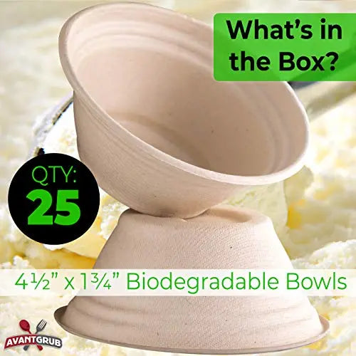 Biodegradable Brown Kraft Bowl - 8oz | Eco-Friendly Wheatstraw | Allergy-friendly and Gluten-free