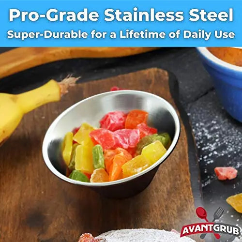 Stainless Steel Sauce Cup Set - Small Size, Bulk Pack - Perfect for Condiments, Spices, and Sides